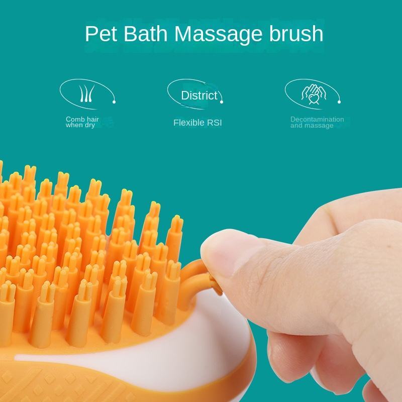Dog Cat Bath Brush 2 in 1 Soft Silicone Massage Grooming Comb
