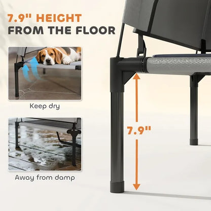 Elevated Dog Bed with Removable Canopy Portable Raised Cot