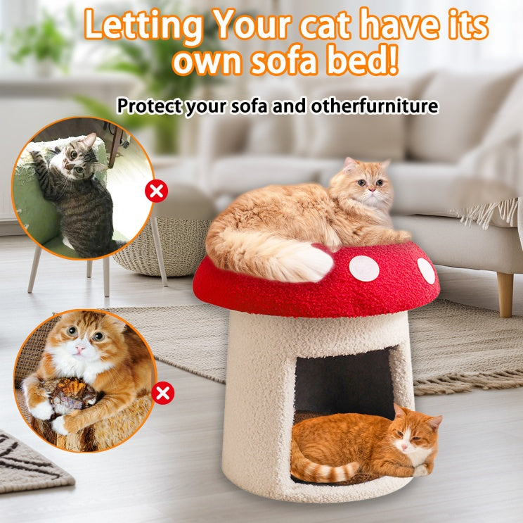 Extra Large Mushroom Cat Bed Removable Washable Pet House