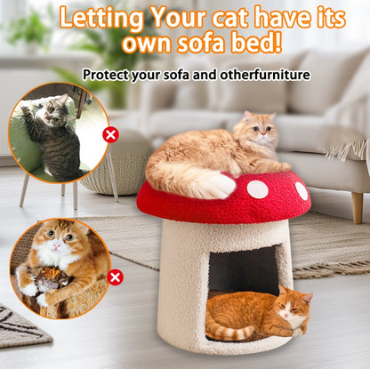 Extra Large Mushroom Cat Bed Removable Washable Pet House