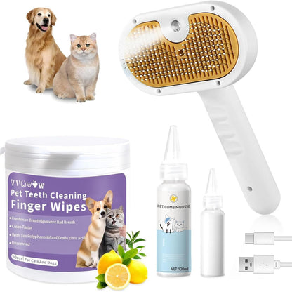Universal Pet Steam Brush 3 in 1 Spray Hair Removal Comb