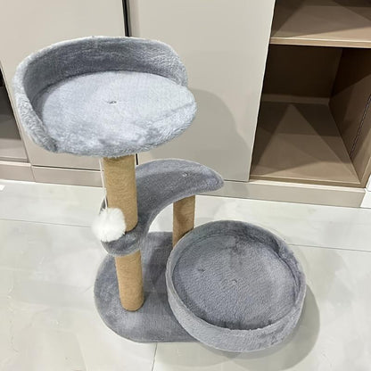 Multi Layer Cat Tree with Scratching Post and Ball Toy
