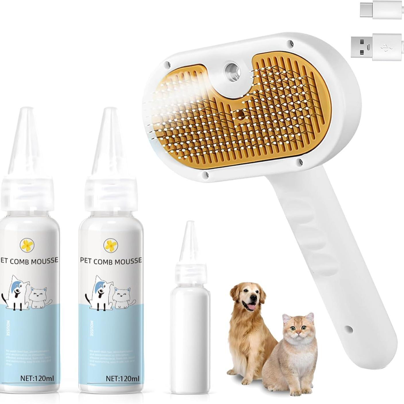 Universal Pet Steam Brush 3 in 1 Spray Hair Removal Comb
