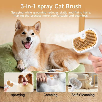 Universal Pet Steam Brush 3 in 1 Spray Hair Removal Comb