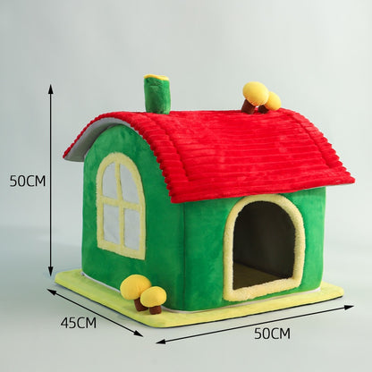 Cat Bed Indoor Enclosed Warm Cave with Removable Mat