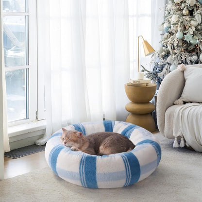 MEWOOFUN Plush Round Calming Cat Bed Washable 23 Inch