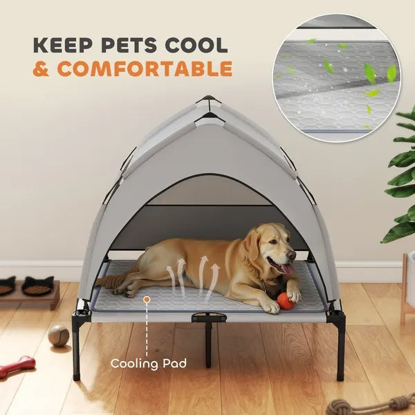 Elevated Dog Bed with Removable Canopy Portable Raised Cot