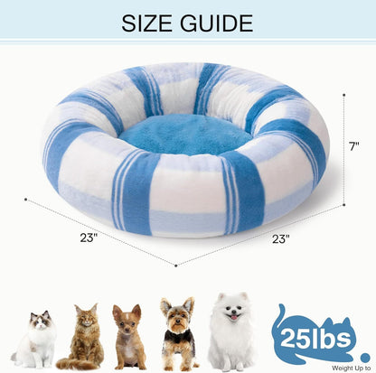 MEWOOFUN Plush Round Calming Cat Bed Washable 23 Inch