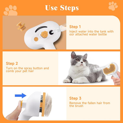 Universal Pet Steam Brush 3 in 1 Spray Hair Removal Comb