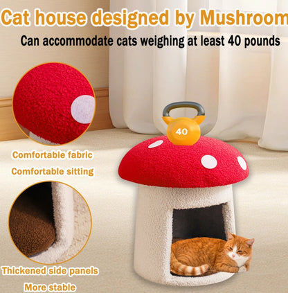 Extra Large Mushroom Cat Bed Removable Washable Pet House