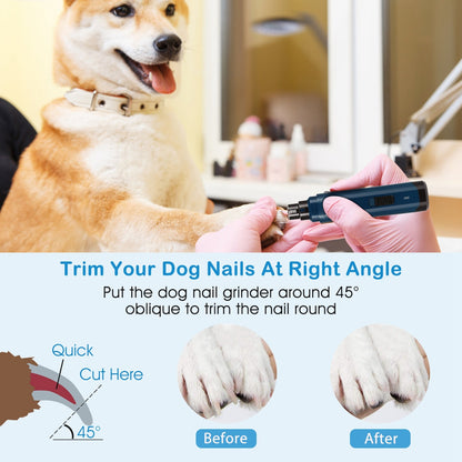 Dog Nail Grinder 2 Speed USB Rechargeable Quiet Pet Trimmer
