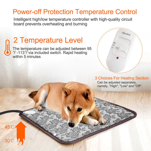 Pet Heating Pad Waterproof Adjustable Warm Blanket