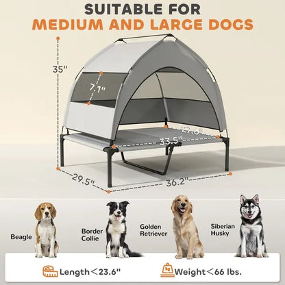Elevated Dog Bed with Removable Canopy Portable Raised Cot