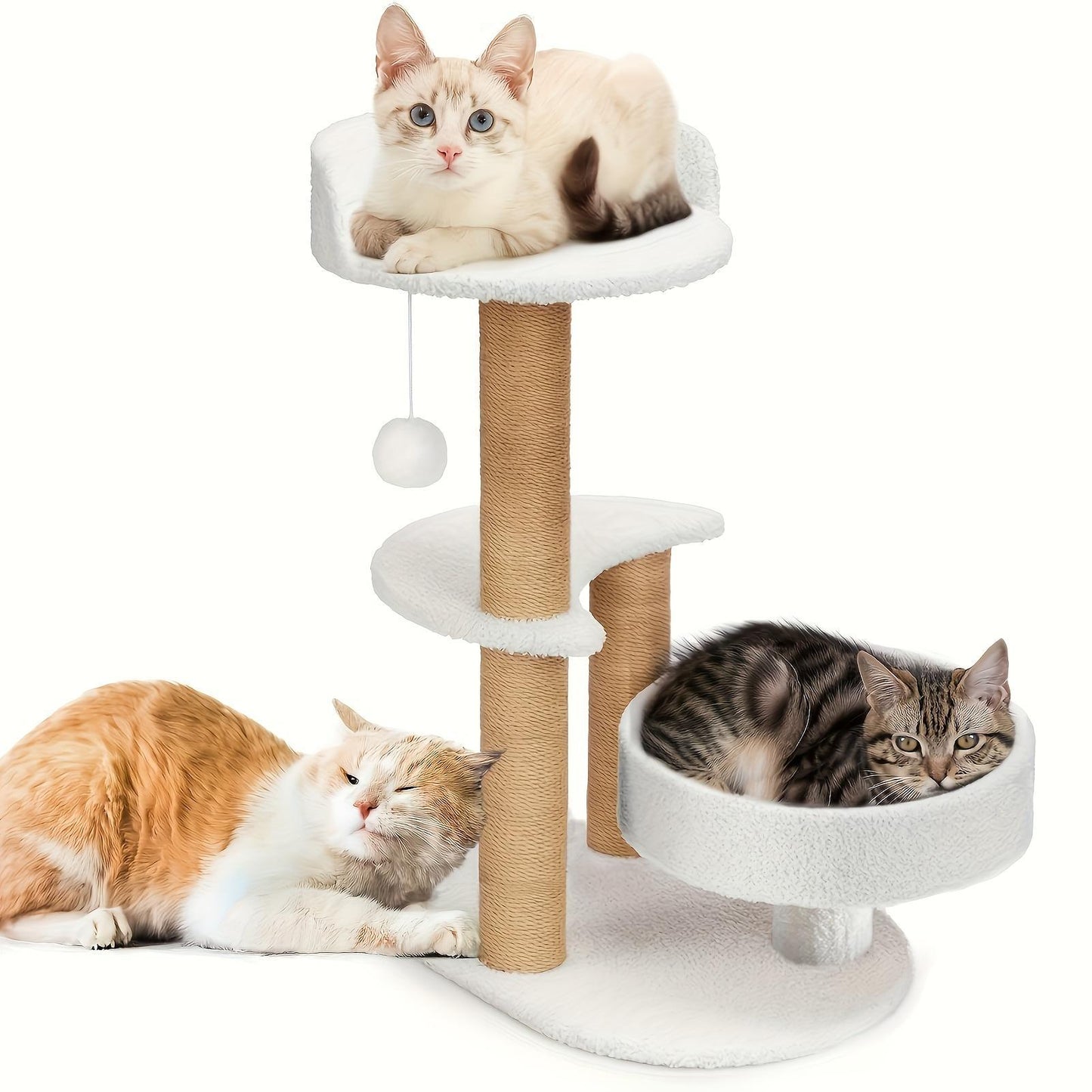 Multi Layer Cat Tree with Scratching Post and Ball Toy