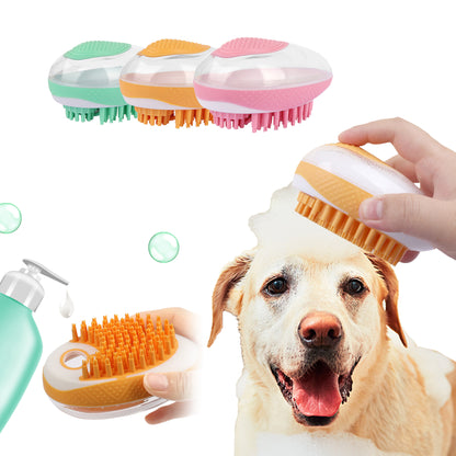 Dog Cat Bath Brush 2 in 1 Soft Silicone Massage Grooming Comb