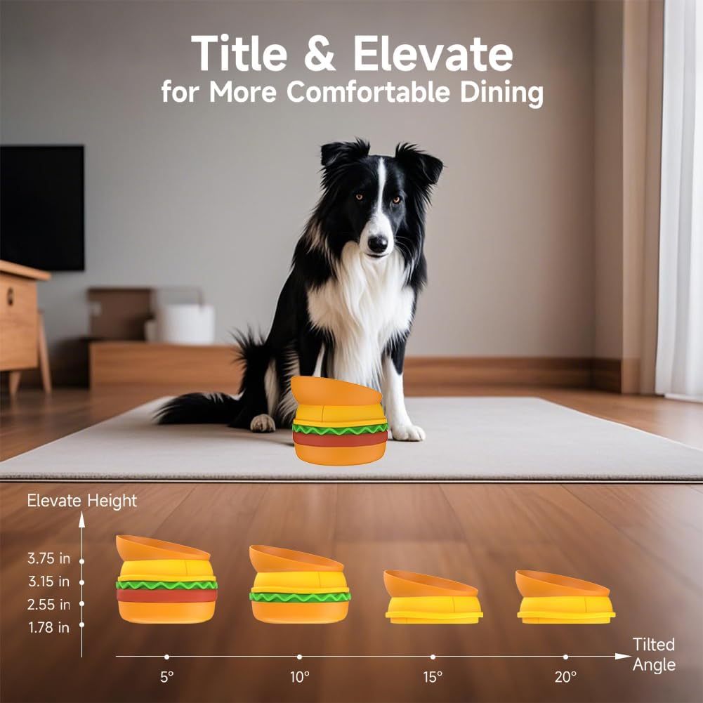 Hamburger Pet Bowl Multi Layer 5 in 1 Feeding Set