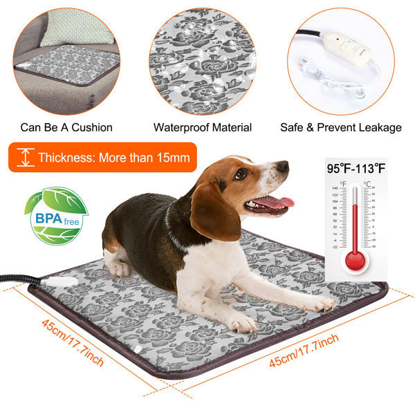 Pet Heating Pad Waterproof Adjustable Warm Blanket