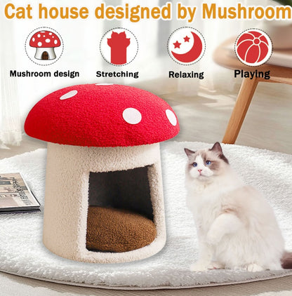 Extra Large Mushroom Cat Bed Removable Washable Pet House